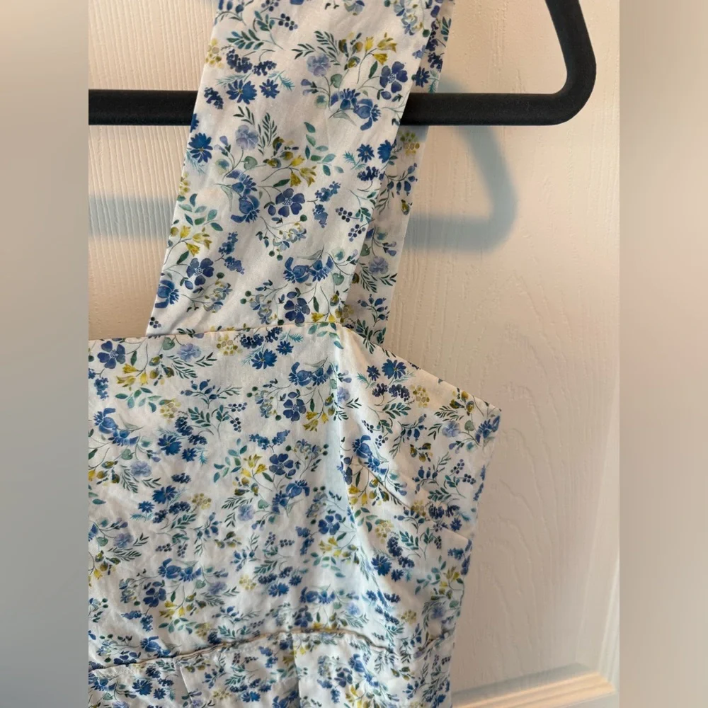 Mona Thalheimer Blue ditzy floral empire waist 100% cotton maxi dress size small - Picture 3 of 16